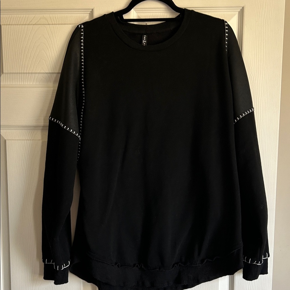 Black Sweatshirt with White Stitching